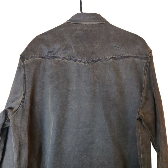 Vtg 90s North River Faux Leather Coated Canvas Snap Button Outdoor Work Shirt XL - Picture 5 of 10